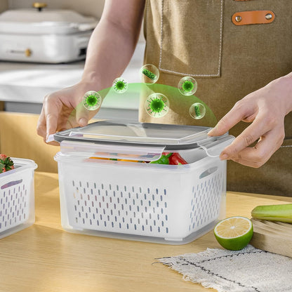 💥New Arrivals  Now Selling Fast🔥5 Pack Fridge Organizers and Storage - Stackable Fruit Storage Containers for Fridge with Removable Colander