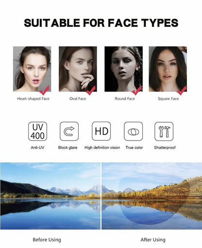 Unisex Retro Square Sunglasses - 1 Pair Polycarbonate Semi-Rimless Double Beam🕶️