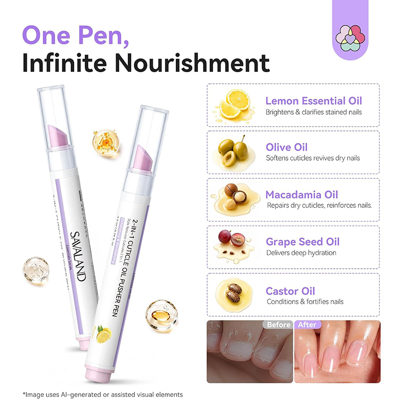 2-Pack  2-In-1 Cuticle Remover Pen Ceramic 45° Tip Lemon Oil💅