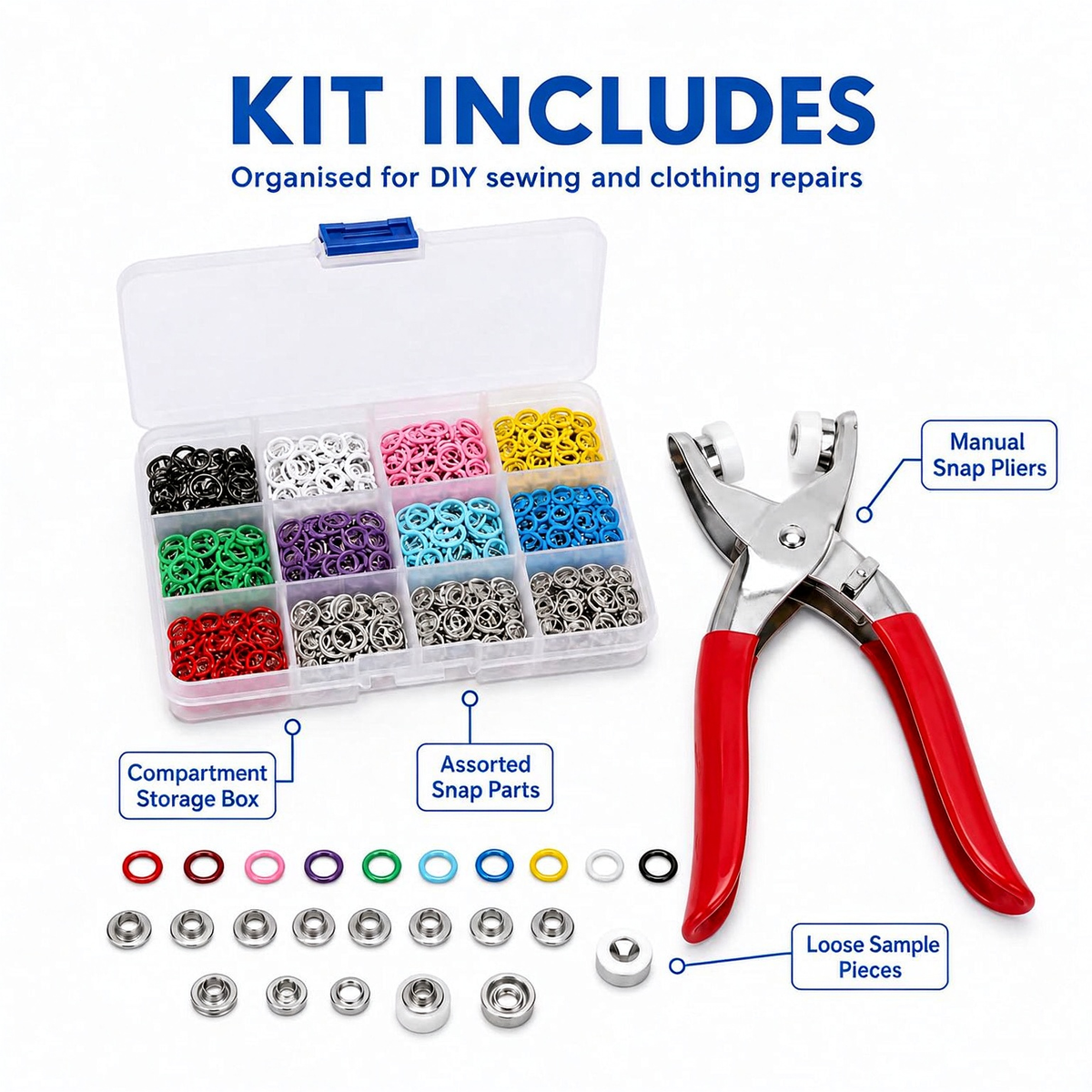 Including 100pcs Invisible Colored Metal Buckle & 1 Count Manual Pressure Pliers 🔧