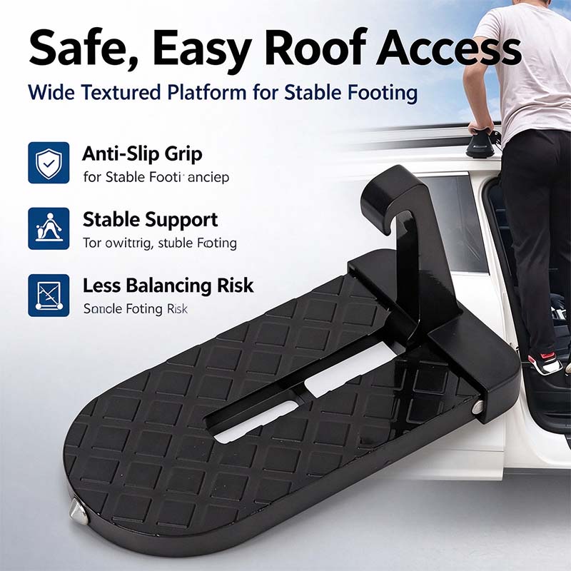 Car Door Step with Safety Hammer, Automotive Compact Anti-Slip Roof Latch Hook Ladder 🚗