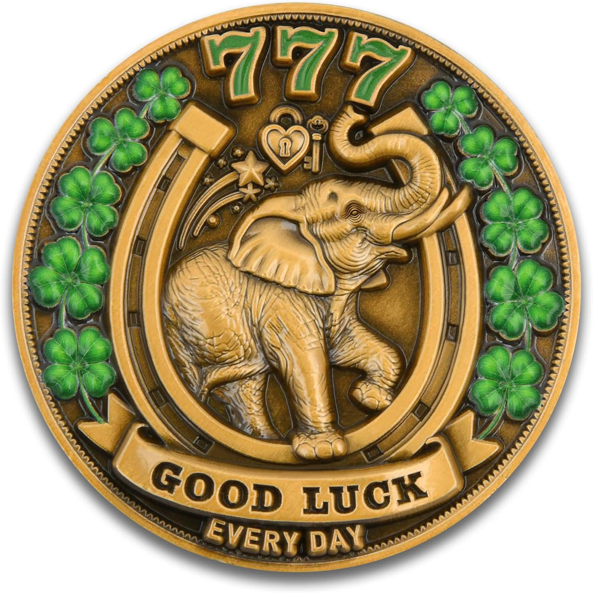 🏆Lucky Elephant Coin with 4-Leaf Clover