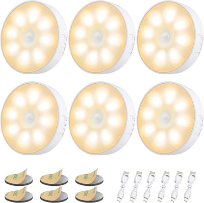 6 Pcs Motion Sensor Light Indoor, Night Light(3000K Warm Yellow 6 Pack) 🌙