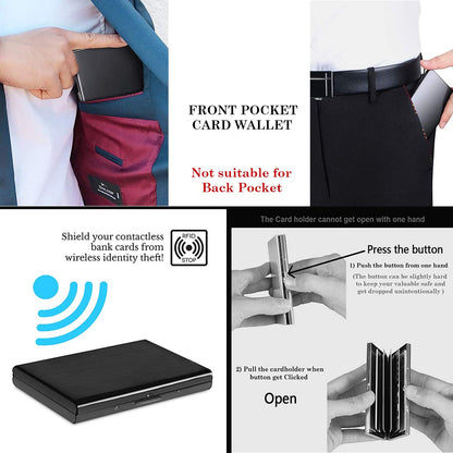 RFID Blocking Metal Card Holder, Ultra Slim Stainless Steel Business Credit Card Case 💳