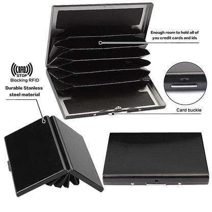 RFID Blocking Metal Card Holder, Ultra Slim Stainless Steel Business Credit Card Case 💳