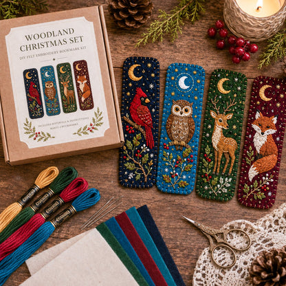 🎄 DIY Felt Embroidery Bookmark Kit(4PCS)