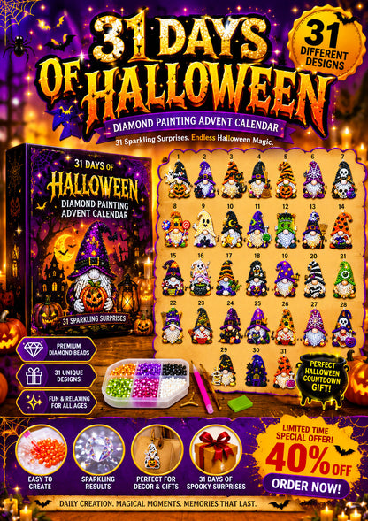 👻 Countdown to Halloween Magic! 🎃✨ 31-Day Gnome Diamond Art Advent Calendar – Create a New Sparkling Surprise Every Day! 💎