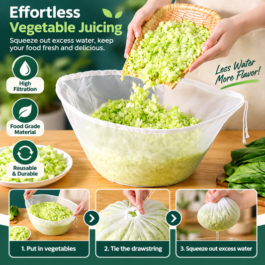 📢📢50% OFF !! ⏰No-Mess Fine Mesh Nylon Strain Bag – Reusable Food Filter Bag for Squeezing Vegetable Water, Straining Juice, Nut Milk & Dumpling Filling