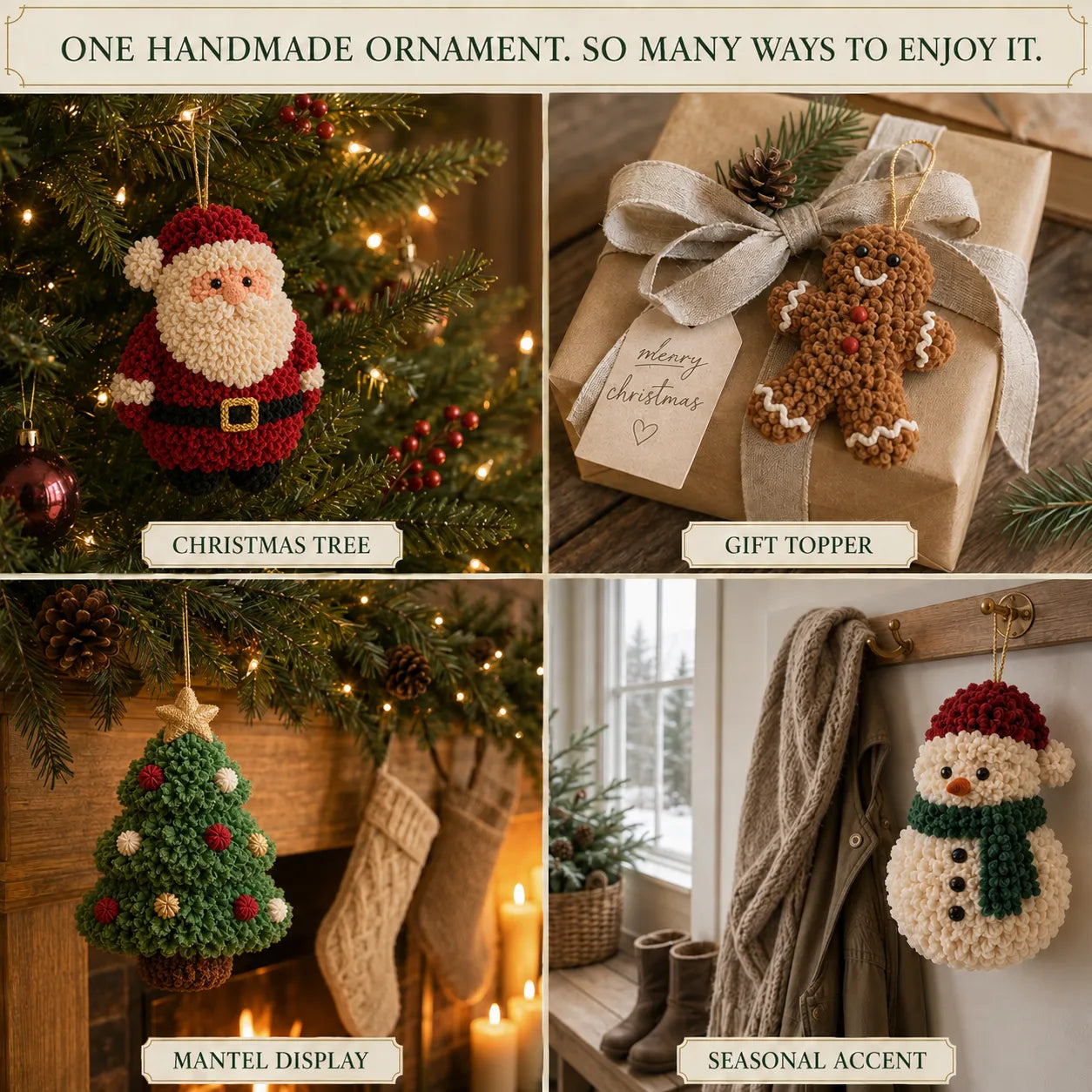 ⏳ Last Day 49% OFF – 🎄Beginner-Friendly 3D Fabric Poke Christmas Ornament DIY Kit Collection | Complete Kit with Pre-Cut Fabrics, Stuffed Felt Base, Poking Tool & Step-by-Step Guide Included 💕