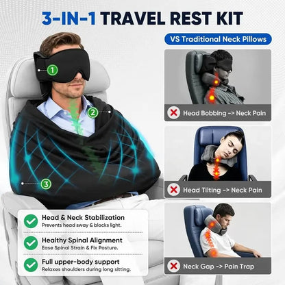 3-in-1 Airplane Sleep Support Travel Essentials for Comfort, Portable Sleep System