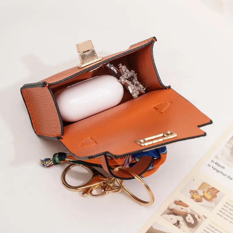 4pcs Mini Square Bag Pendant Keychain - High Quality Leather with Colorful Strap 🎒