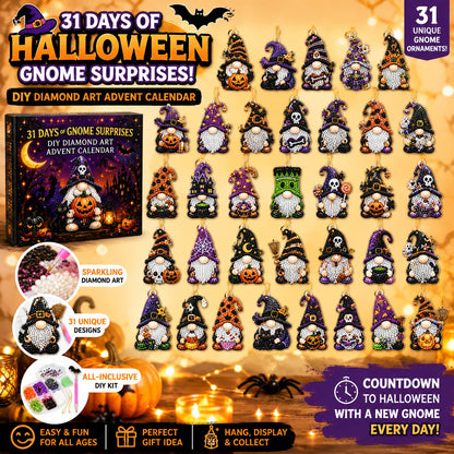 🎉🇺🇸 Limited Edition!🔥🔥 👻 Countdown to Halloween Magic! 🎃✨ 31-Day Gnome Diamond Art Advent Calendar – Create a New Sparkling Surprise Every Day! 💎