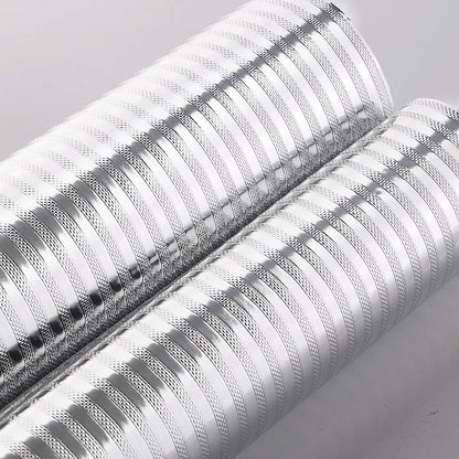Kitchen Waterproof Oil Proof Aluminum Foil Sticker, Silver Texture Peel🧽
