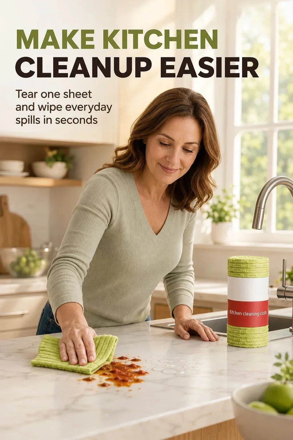 🧽 Reusable Tear-Off Cleaning Cloth Roll – Tear, Wipe, Wash & Reuse