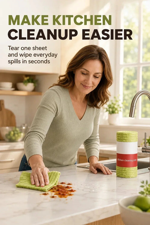 🧽 Reusable Tear-Off Cleaning Cloth Roll – Tear, Wipe, Wash & Reuse