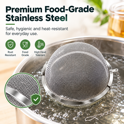 🍵🔗Stainless steel spice balls with chain - suitable for soups, broths, stews, seasonings, and cooking