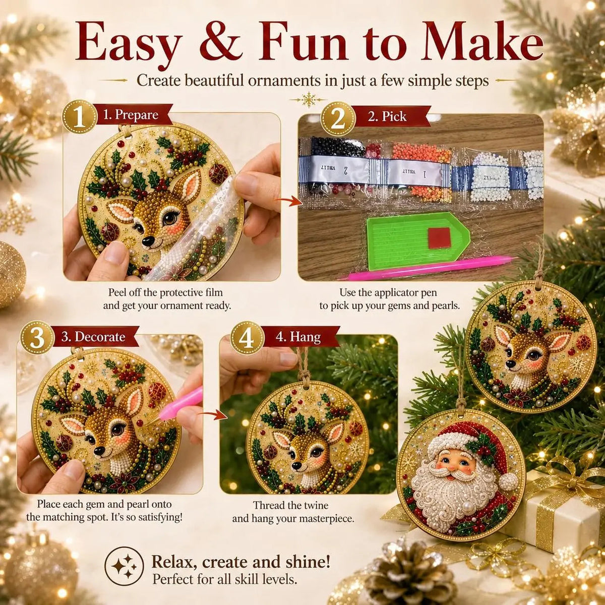 6pcs 12pcs christmas diy diamond painting ornaments kit xmas tree hanging pendant %F0%9F%8E%84 landing 08