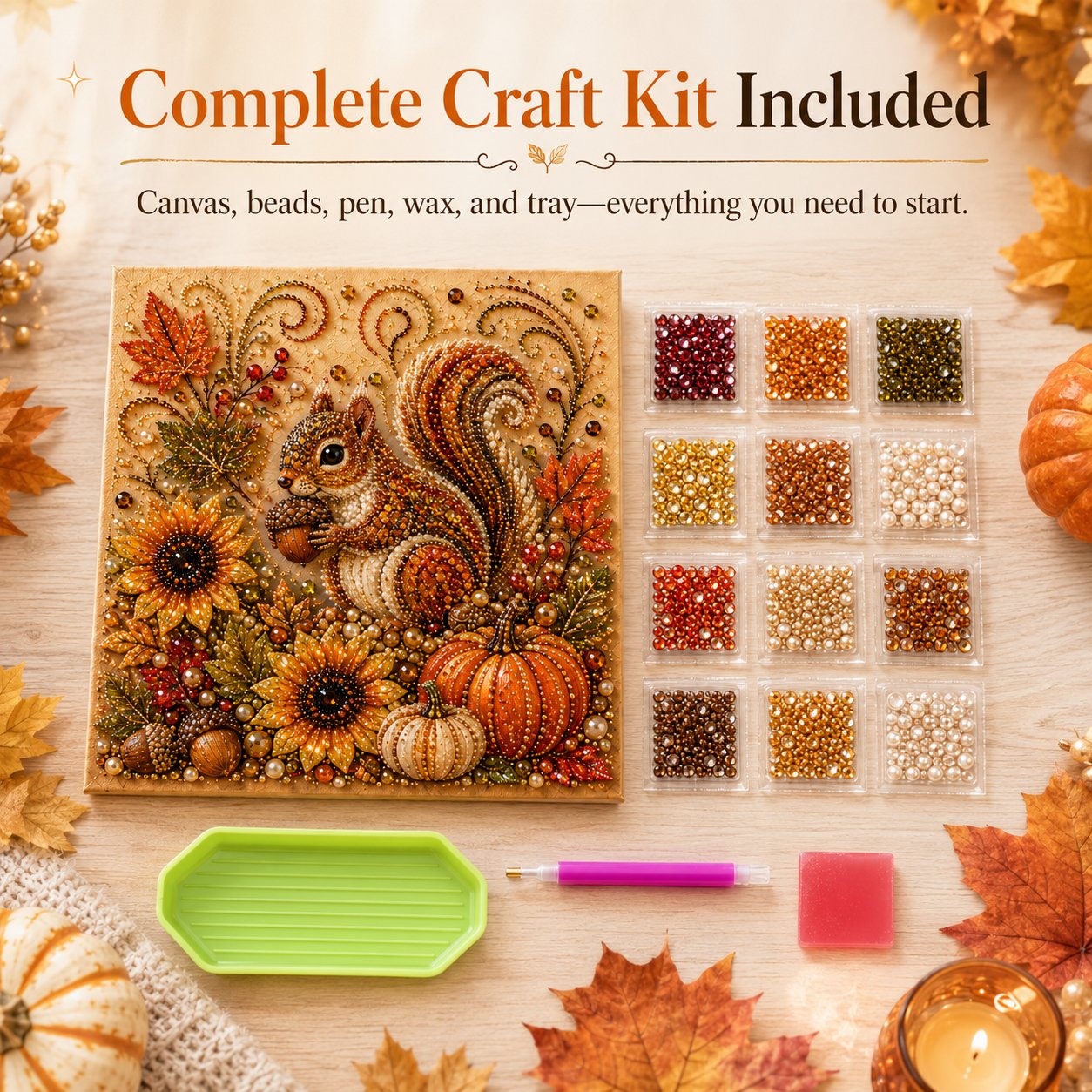 🍂💎 Autumn Decoration DIY Kit – Relaxing DIY Craft to Create Sparkling Fall Artwork 🖌️