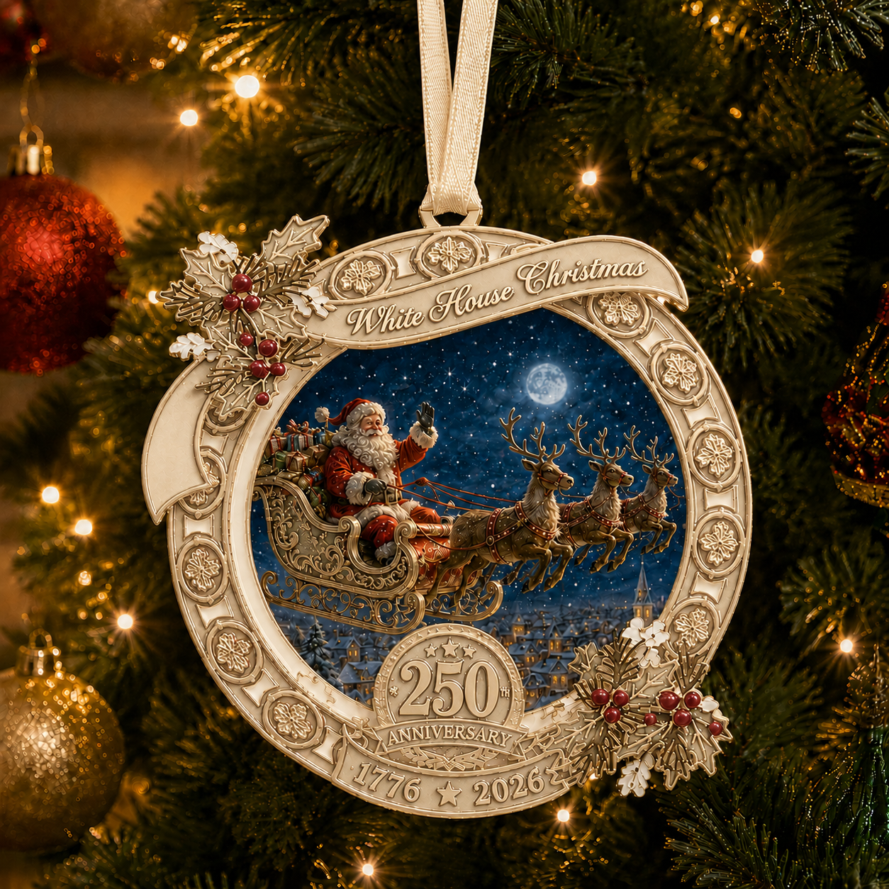 ✨250th Anniversary Edition Santa's Sleigh Scene Ornament