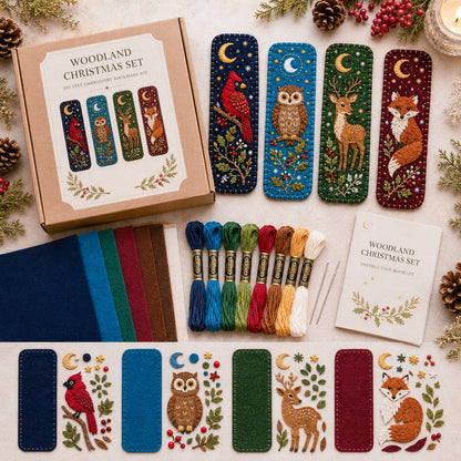 🎄 DIY Felt Embroidery Bookmark Kit(4PCS)