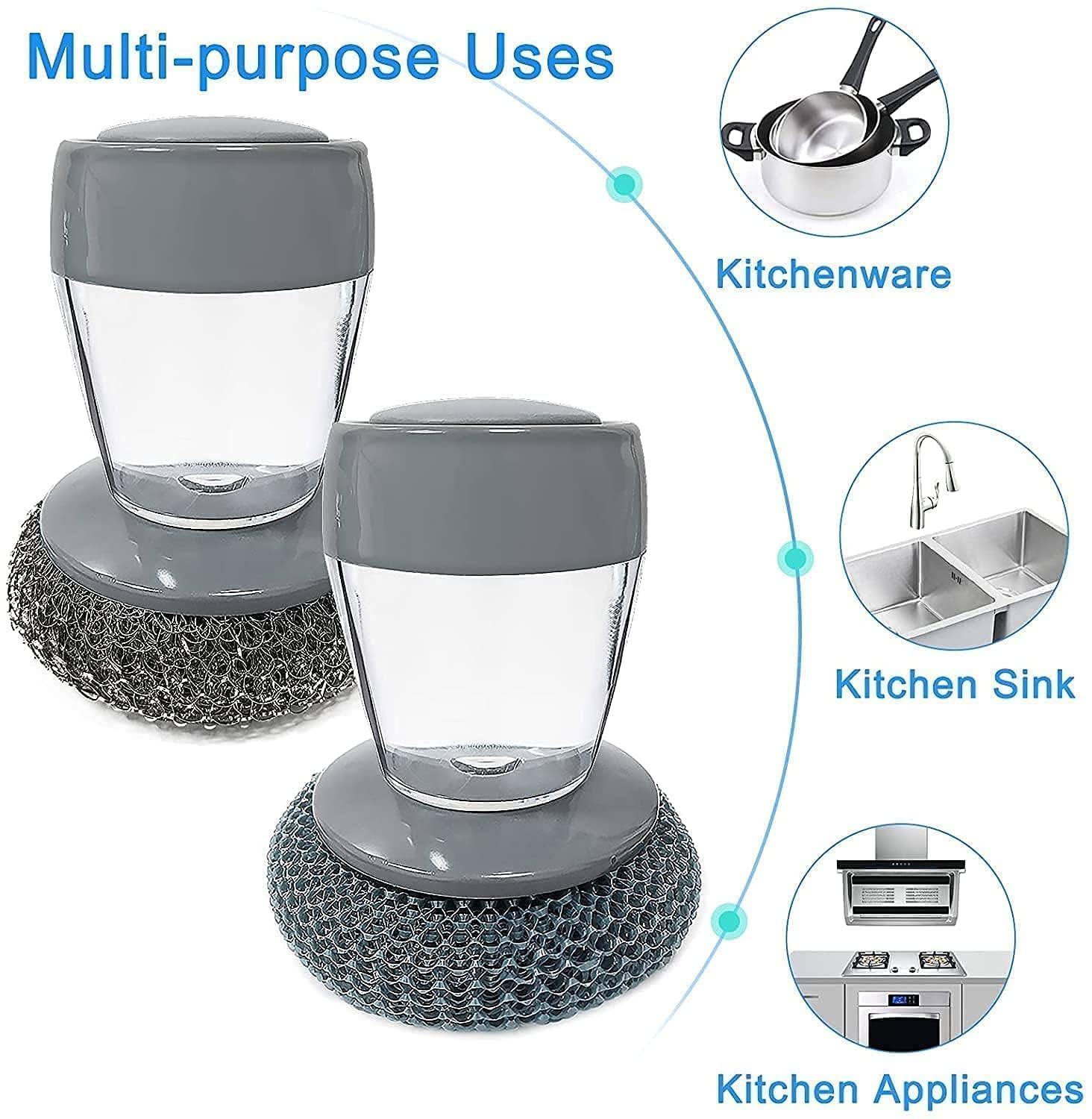 Plastic Auto-Dispense Dish Brush - Multifunctional Pot Scrubber with Lazy Button Design🧼