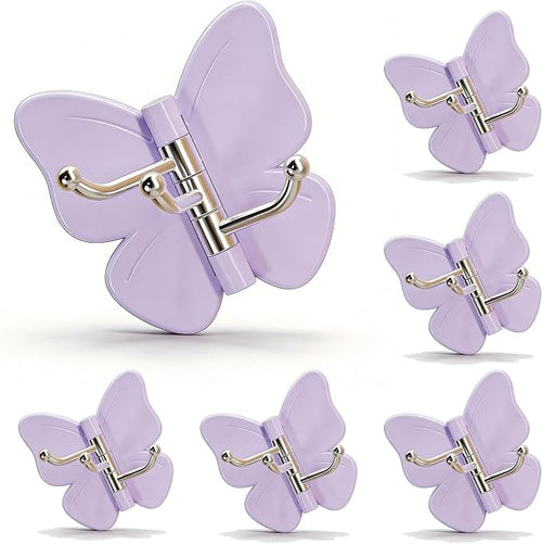 6-Pack Rotating Butterfly Adhesive Wall Hooks – No-Drill Towel & Key Organizer