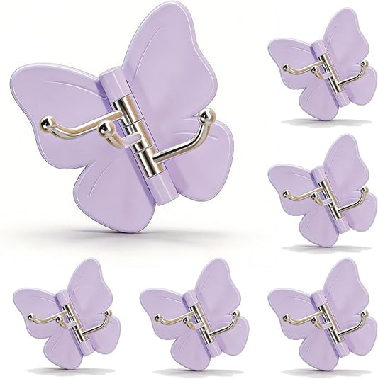 6-Pack Rotating Butterfly Adhesive Wall Hooks – No-Drill Towel & Key Organizer