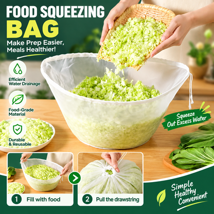 📢📢50% OFF !! ⏰No-Mess Fine Mesh Nylon Strain Bag – Reusable Food Filter Bag for Squeezing Vegetable Water, Straining Juice, Nut Milk & Dumpling Filling
