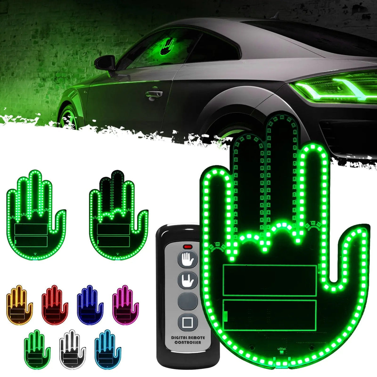 🎉DIBMS Remote Control LED Car Gesture Light – Rechargeable Finger Hand Sign for Rear Window