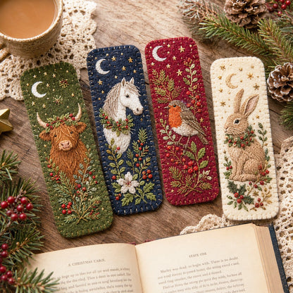 🎄 DIY Felt Embroidery Bookmark Kit(4PCS)