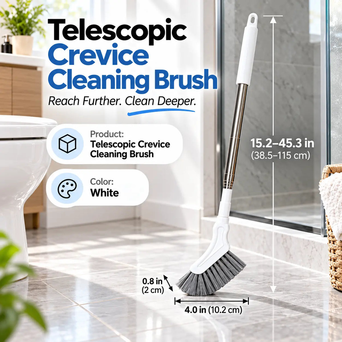 adjustable length stainless steel telescopic long handle crevice cleaning brush landing 05