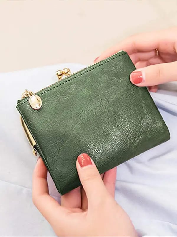 Women's Fashionable Solid Color Kiss Lock Wallet, Casual Versatile Coin Purse for Daily Used, Trendy All-match & Exquisite Wallet for Birthday Gift，Suitable for Thanksgiving, Christmas, and men's gift giving