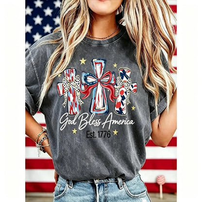 ⭐ God Bless America Women T-Shirt - Vintage 250th Anniversary USA Gift Tee🎆