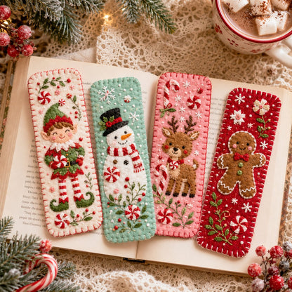 🎄 DIY Felt Embroidery Bookmark Kit(4PCS)