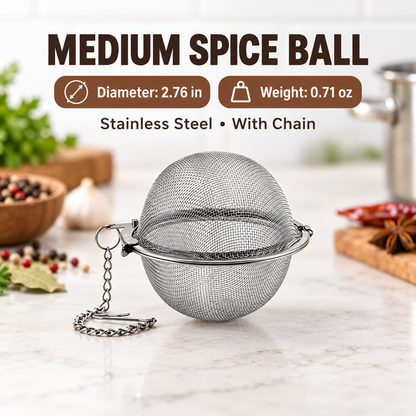 🍵🔗Stainless steel spice balls with chain - suitable for soups, broths, stews, seasonings, and cooking