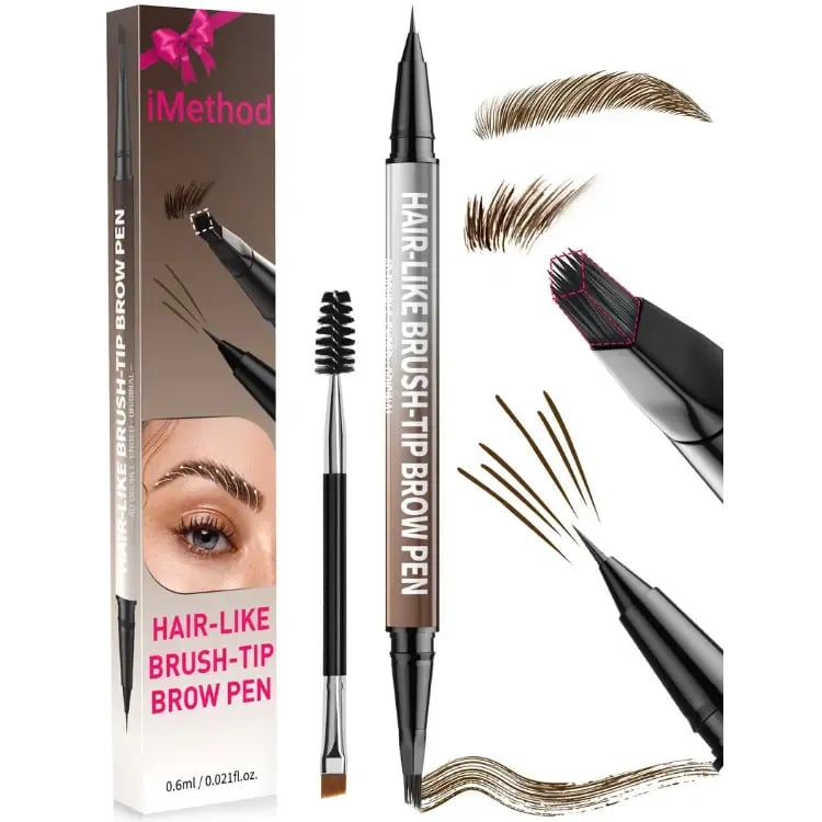 ✏️Original 4D Brush Tip Waterproof 2-in-1 Dual-Ended Eyebrow Pen