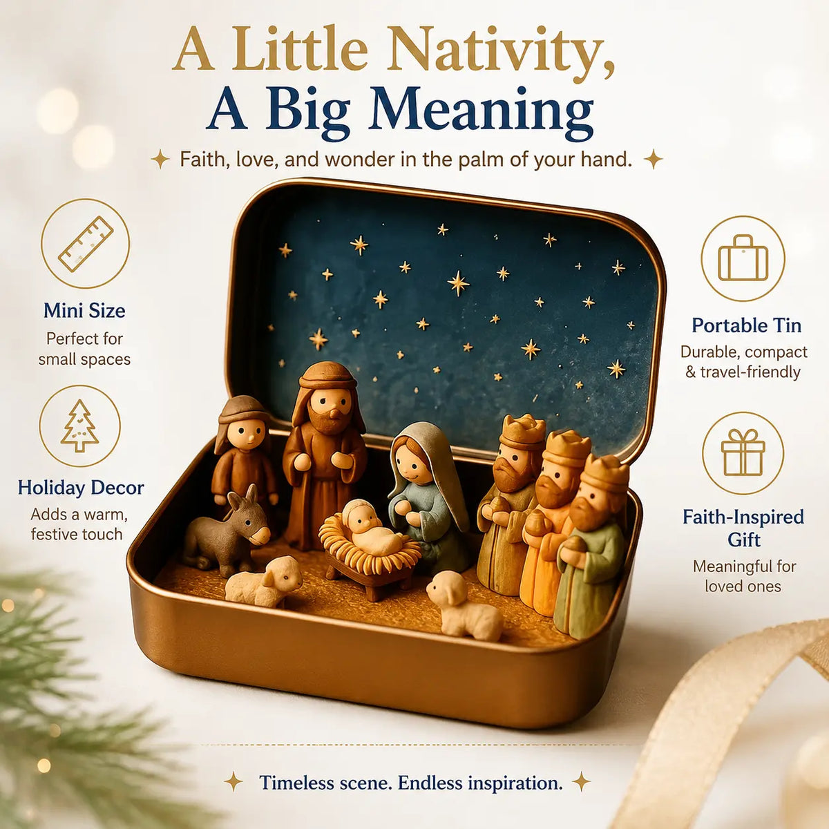 religious pocket size mini nativity scene set with storage box landing 06