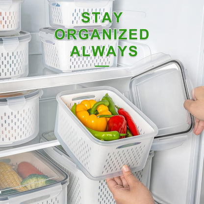💥New Arrivals  Now Selling Fast🔥5 Pack Fridge Organizers and Storage - Stackable Fruit Storage Containers for Fridge with Removable Colander
