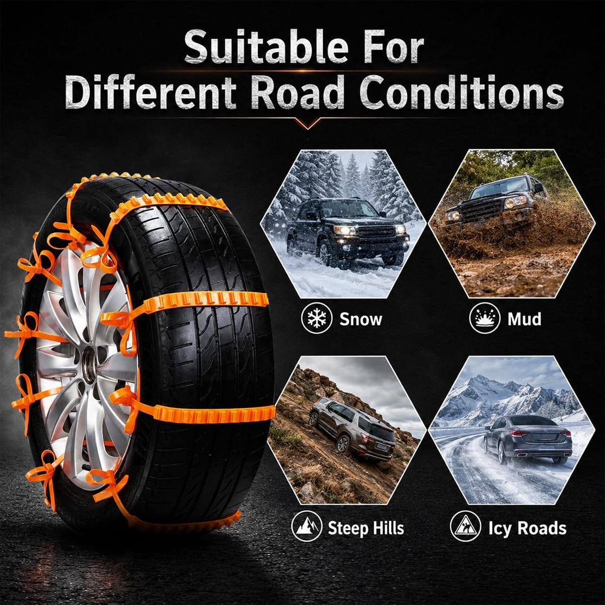 winter car snow chains universal anti skid tire chain landing 06