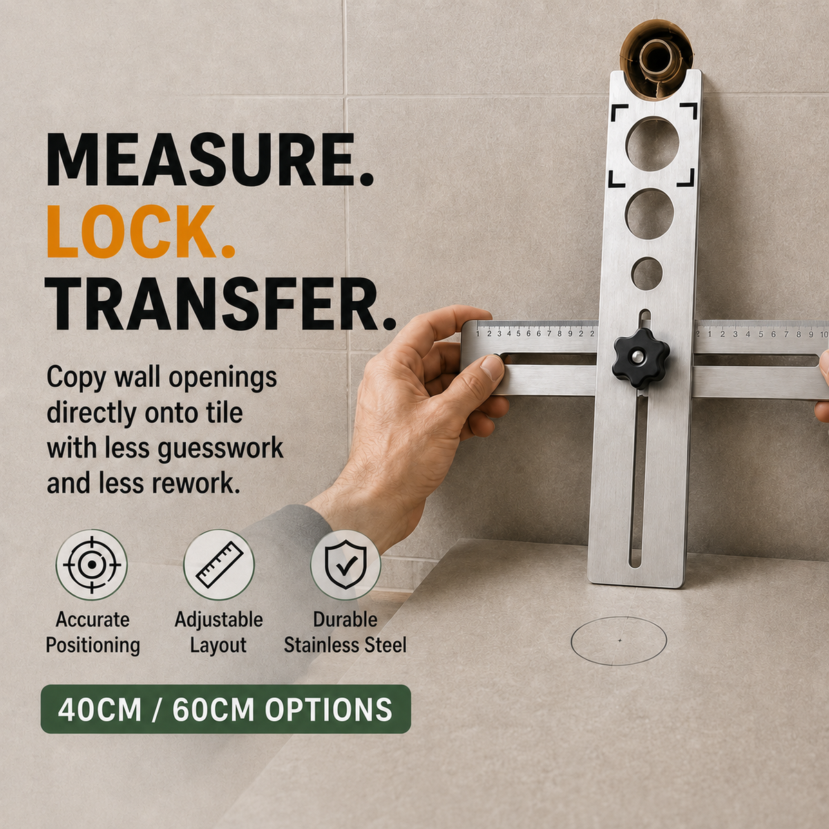 stainless steel tile positioning ruler landing 01