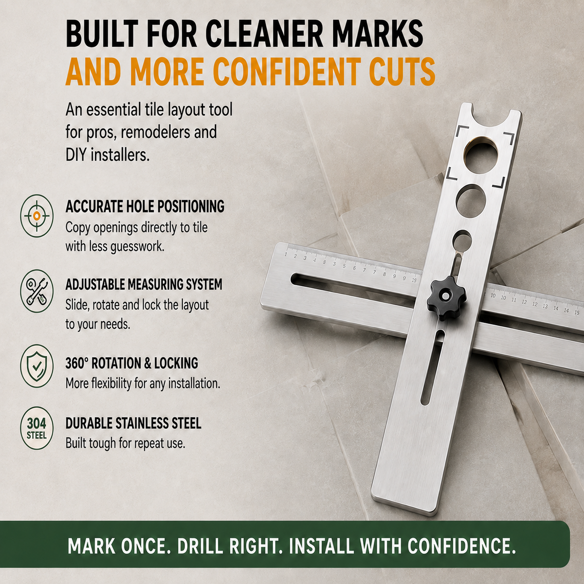stainless steel tile positioning ruler landing 05