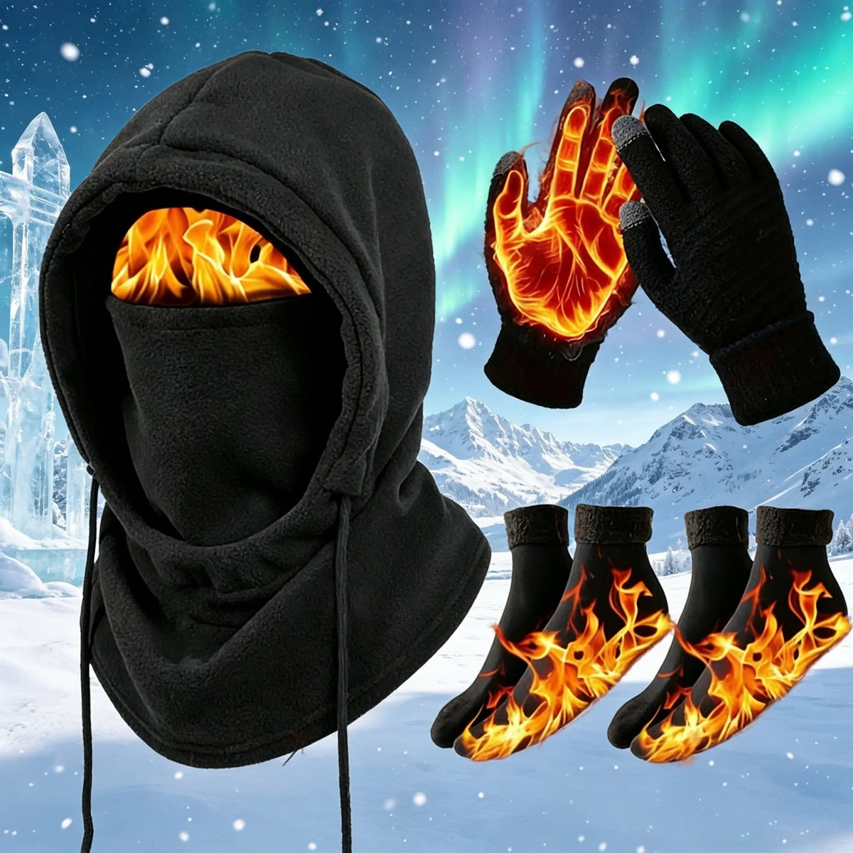 Unisex Adult 3-4 Piece Plain Winter Warm Multi-Pieces Outdoor Wear Set🧥