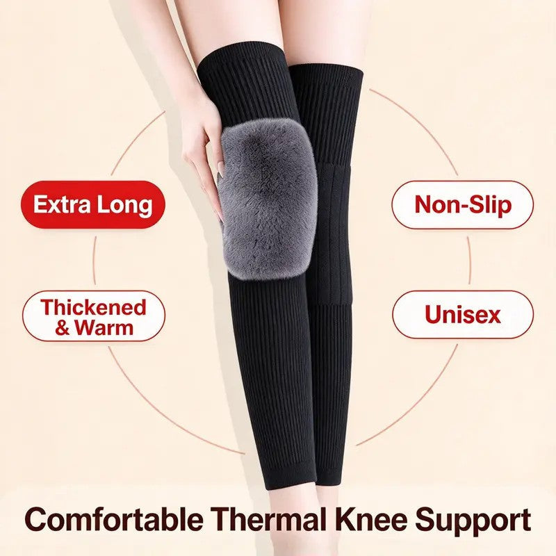 Long Knee Pads for Men and Women, One Size with Thick Wool Lining 🦵