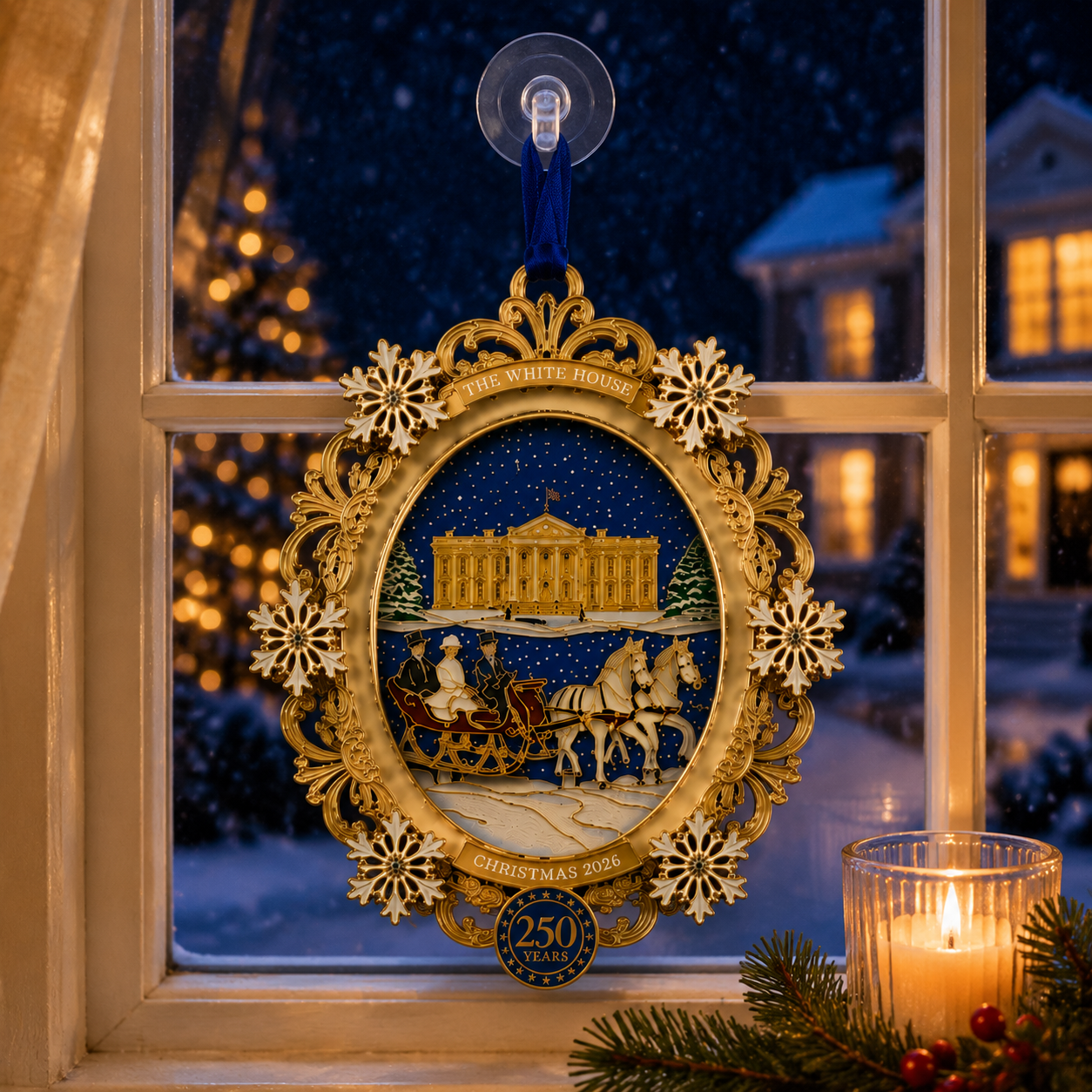 🔥White House Snowy Christmas Night Commemorative Ornament