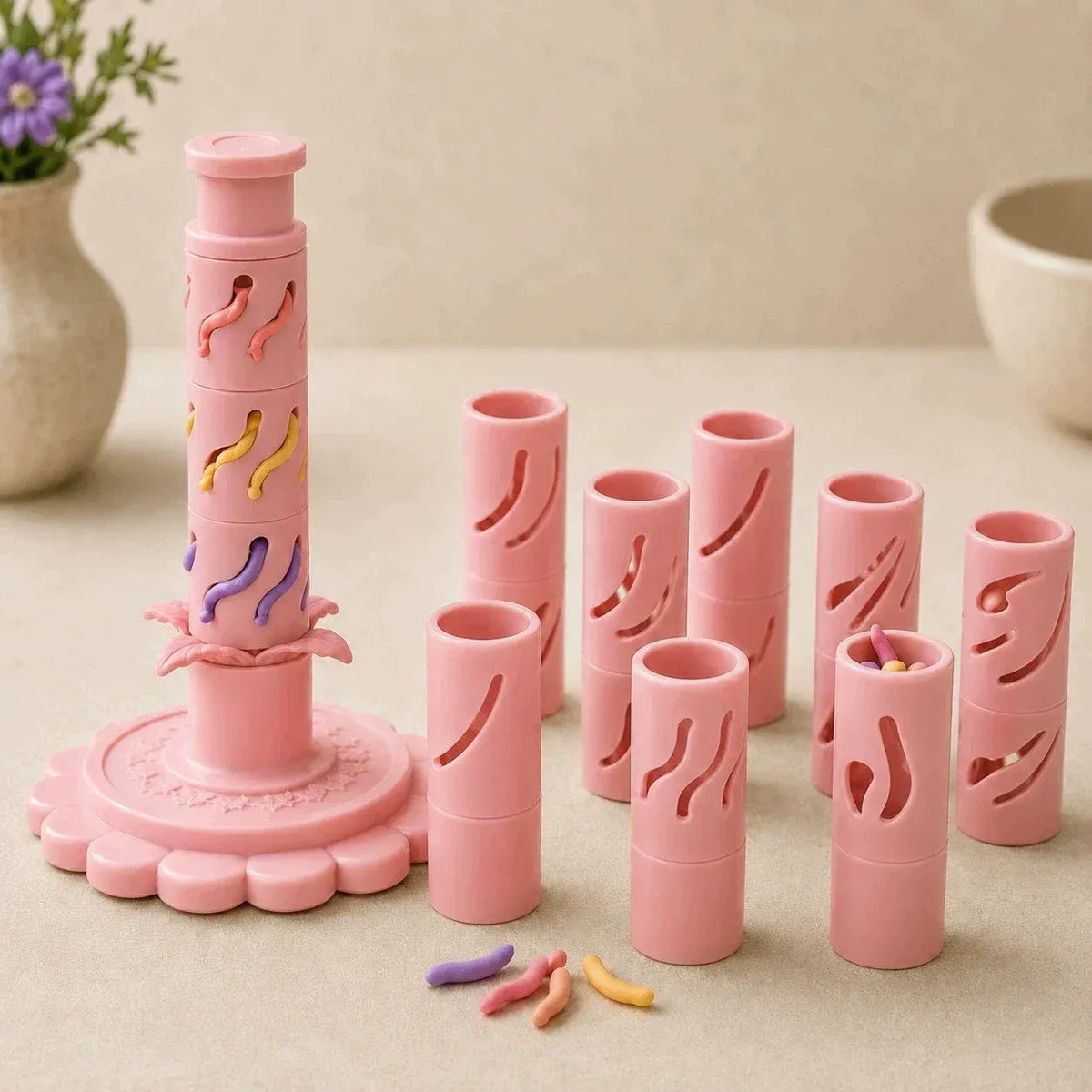 ⏳50% OFF – 🌸 Beginner-Friendly Clay Bloom Maker Set | Reusable 3D-Printed Flower Shaping Tool with Interchangeable Sleeves & 24-Color Modeling Clay Included ✨