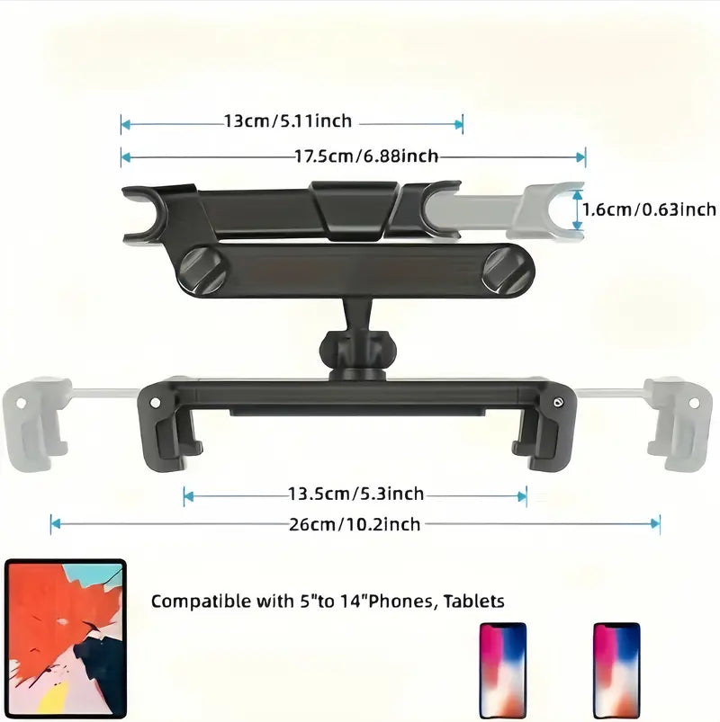 🚗🎁3-in-1 Adjustable Telescopic Arm Car Tablet Mount – Universal Tablet/iPad Holder, Easy-to-Install Hands-Free Mount💎