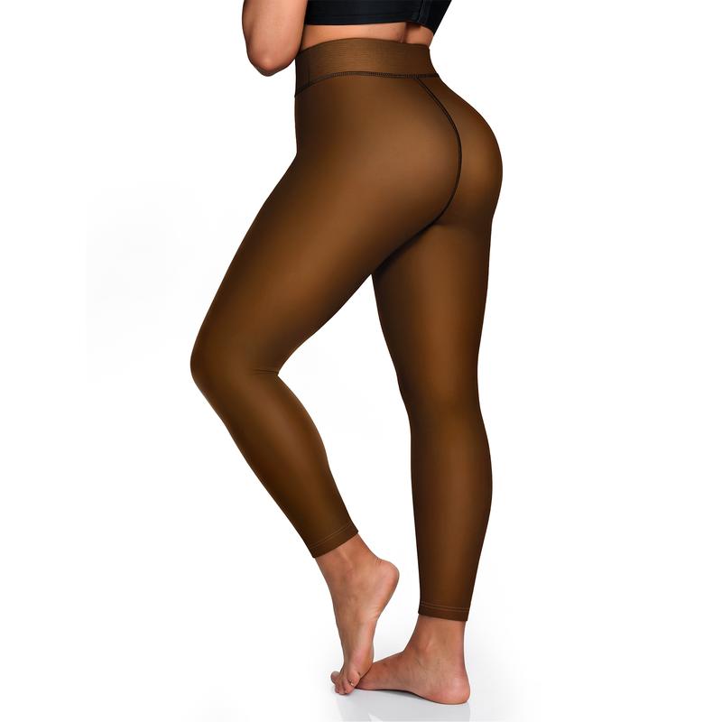Women Fleece Lined Tights Body Slimming Leggings Sheer Fake Translucent 🖤
