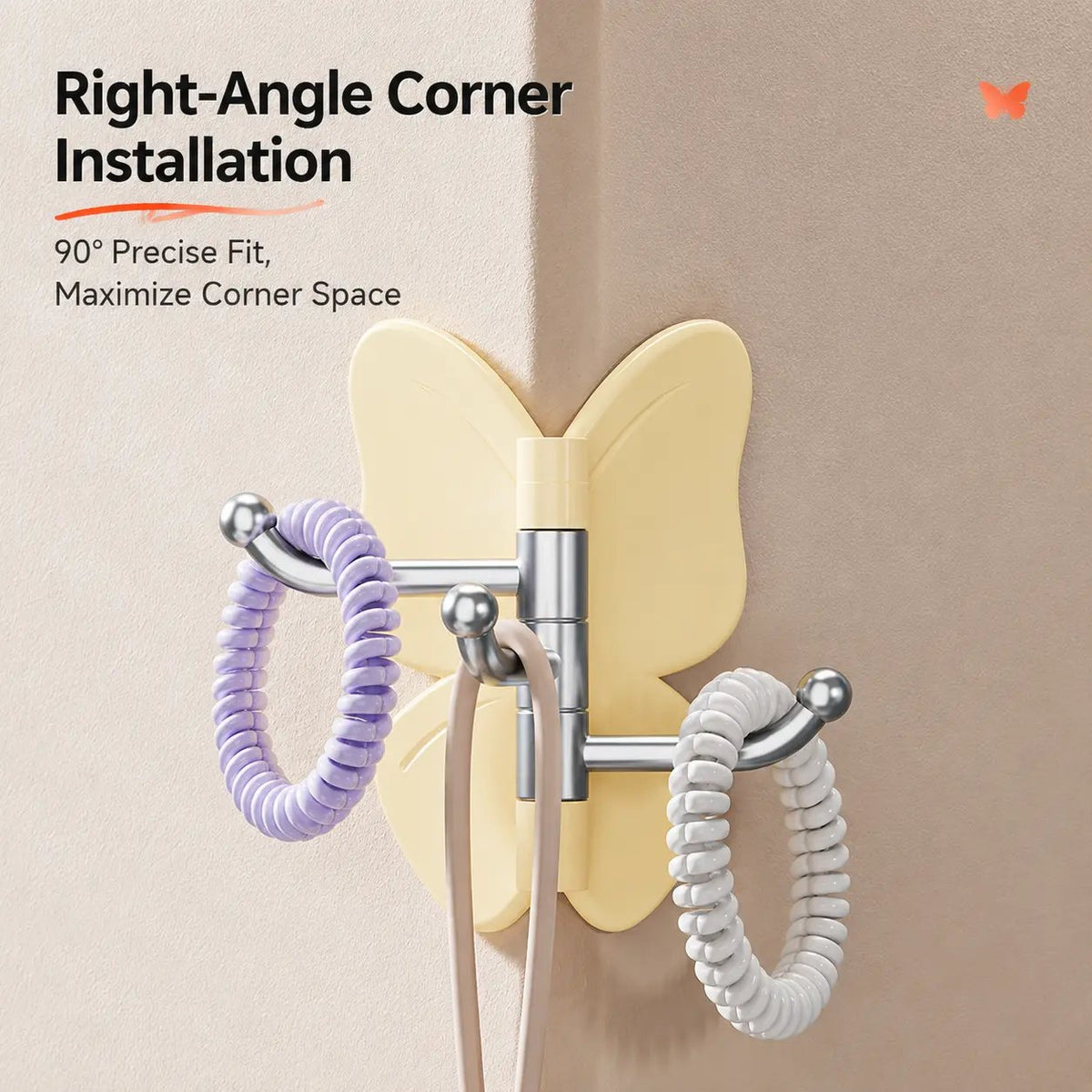 6-Pack Rotating Butterfly Adhesive Wall Hooks – No-Drill Towel & Key Organizer
