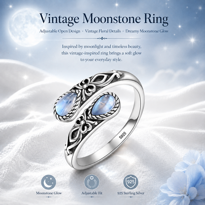Vintage Moonstone Floral Ring