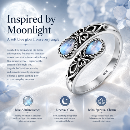Vintage Moonstone Floral Ring